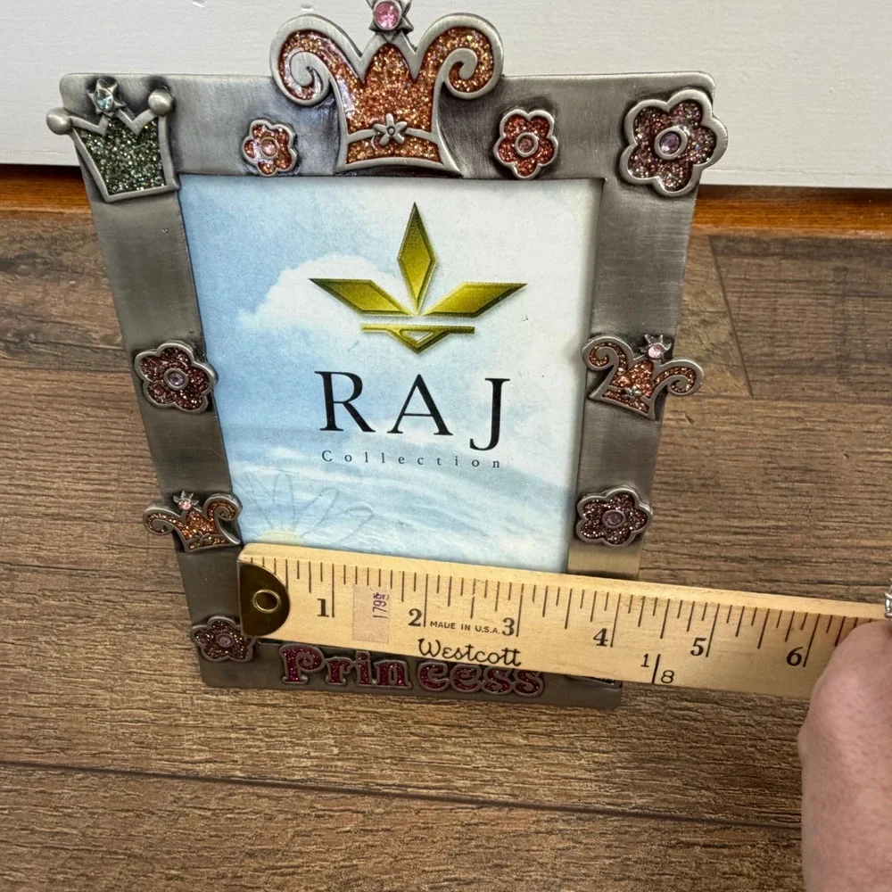 Raj Collection Princess Pewter Tone Glitter Crown‎ Picture Frame Vintage 2002